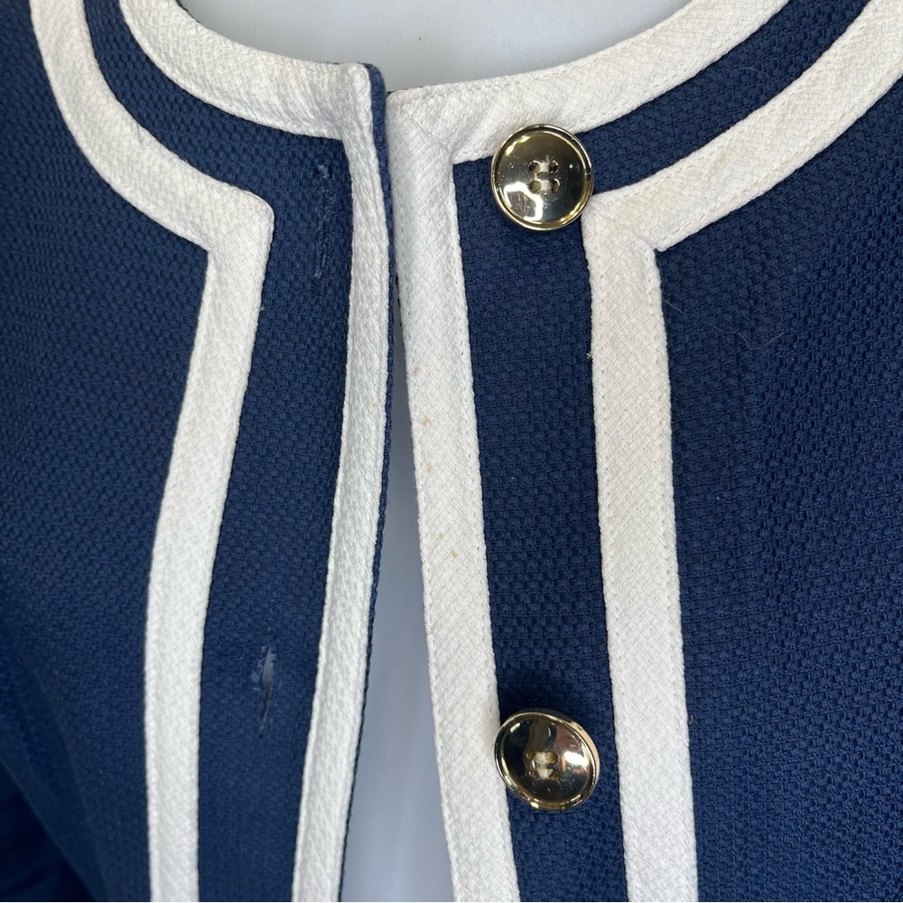 Pendleton 8 Button Up Jacket Navy Blue White Trim… - image 3